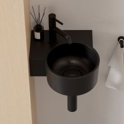Omnires Ovo M+ umywalka 33x34 cm narożna ścienna-nablatowa black lava mat OVO335UWLBLV
