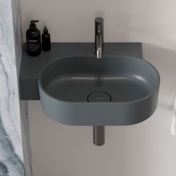Omnires Ovo M+ umywalka 55x38 cm owalna nablatowa ash grey mat OVO555UWLAG