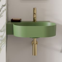 Omnires Ovo M+ umywalka 55x38 cm owalna nablatowa olive mat OVO555UWLOL