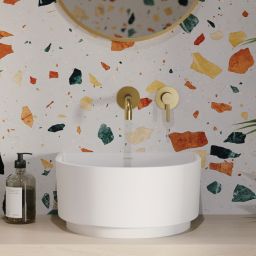 Omnires Cadence M+ umywalka 42x37 cm owalna nablatowa biała CADENCE420BM