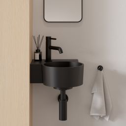 Omnires Ovo M+ umywalka 33x34 cm narożna ścienna-nablatowa black lava mat OVO335UWLBLV