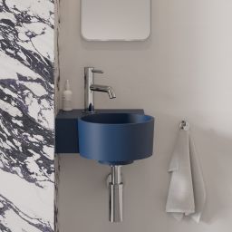 Omnires Ovo M+ umywalka 33x34 cm narożna ścienna-nablatowa midnight blue mat OVO335UWLMB