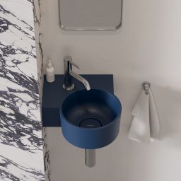 Omnires Ovo M+ umywalka 33x34 cm narożna ścienna-nablatowa midnight blue mat OVO335UWLMB