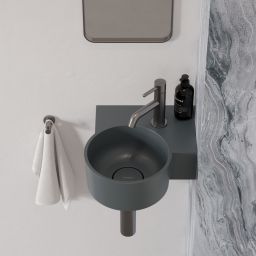 Omnires Ovo M+ umywalka 33x34 cm narożna ścienna-nablatowa ash grey mat OVO335UWPAG