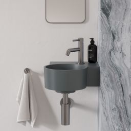 Omnires Ovo M+ umywalka 33x34 cm narożna ścienna-nablatowa ash grey mat OVO335UWPAG