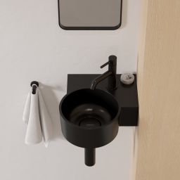 Omnires Ovo M+ umywalka 33x34 cm narożna ścienna-nablatowa black lava mat OVO335UWPBLV