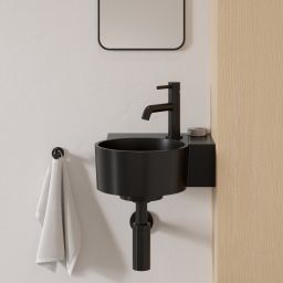 Omnires Ovo M+ umywalka 33x34 cm narożna ścienna-nablatowa black lava mat OVO335UWPBLV