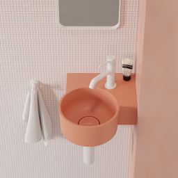 Omnires Ovo M+ umywalka 33x34 cm narożna ścienna-nablatowa coral mat OVO335UWPCO