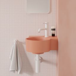 Omnires Ovo M+ umywalka 33x34 cm narożna ścienna-nablatowa coral mat OVO335UWPCO