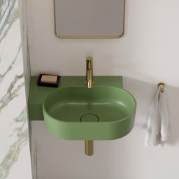 Omnires Ovo M+ umywalka 55x38 cm owalna nablatowa olive mat OVO555UWLOL