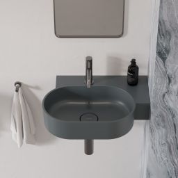 Omnires Ovo M+ umywalka 55x38 cm owalna nablatowa ash grey mat OVO555UWPAG