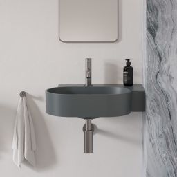 Omnires Ovo M+ umywalka 55x38 cm owalna nablatowa ash grey mat OVO555UWPAG