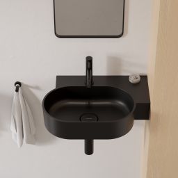 Omnires Ovo M+ umywalka 55x38 cm owalna nablatowa black lava mat OVO555UWPBLV