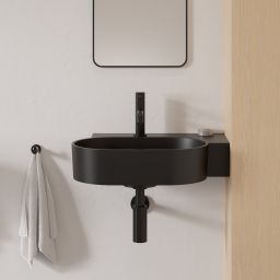 Omnires Ovo M+ umywalka 55x38 cm owalna nablatowa black lava mat OVO555UWPBLV