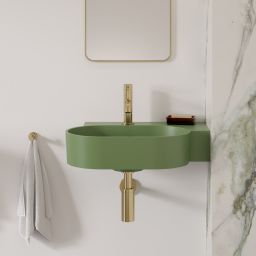 Omnires Ovo M+ umywalka 55x38 cm owalna nablatowa olive mat OVO555UWPOL