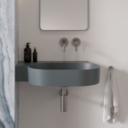 Omnires Ovo M+ umywalka 64x44 cm narożna ścienna-nablatowa ash grey mat OVO645UWLAG