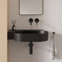 Omnires Ovo M+ umywalka 64x44 cm narożna ścienna-nablatowa black lava mat OVO645UWLBLV