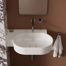 Omnires Ovo M+ umywalka 64x44 cm narożna ścienna-nablatowa biała OVO645UWLBP