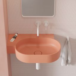 Omnires Ovo M+ umywalka 64x44 cm narożna ścienna-nablatowa coral mat OVO645UWLCO