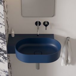 Omnires Ovo M+ umywalka 64x44 cm owalna ścienna-nablatowa midnight blue mat OVO645UWLMB