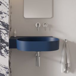 Omnires Ovo M+ umywalka 64x44 cm owalna ścienna-nablatowa midnight blue mat OVO645UWLMB