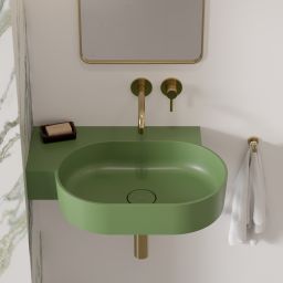 Omnires Ovo M+ umywalka 64x44 cm narożna ścienna-nablatowa olive mat OVO645UWLOL