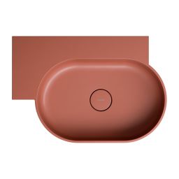 Omnires Ovo M+ umywalka 64x44 cm narożna ścienna-nablatowa terracotta mat OVO645UWLTE