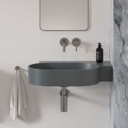 Omnires Ovo M+ umywalka 64x44 cm narożna ścienna-nablatowa ash grey mat OVO645UWPAG