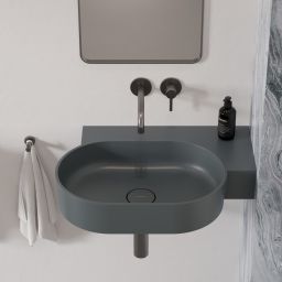 Omnires Ovo M+ umywalka 64x44 cm narożna ścienna-nablatowa ash grey mat OVO645UWPAG