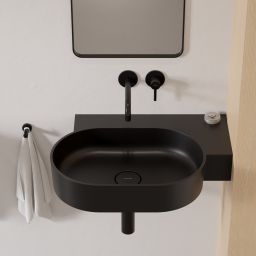 Omnires Ovo M+ umywalka 64x44 cm narożna ścienna-nablatowa black lava mat OVO645UWPBLV