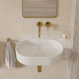 Omnires Ovo M+ umywalka 64x44 cm owalna nablatowa-z blatem biały mat OVO645UWPBM