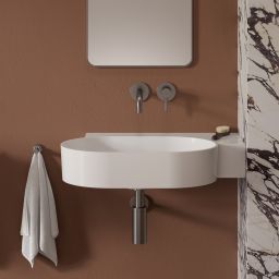 Omnires Ovo M+ umywalka 64x44 cm narożna ścienna-nablatowa biała OVO645UWPBP