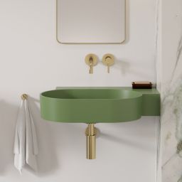 Omnires Ovo M+ umywalka 64x44 cm narożna ścienna-nablatowa olive mat OVO645UWPOL