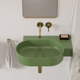 Omnires Ovo M+ umywalka 64x44 cm narożna ścienna-nablatowa olive mat OVO645UWPOL