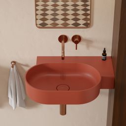 Omnires Ovo M+ umywalka 64x44 cm narożna ścienna-nablatowa terracotta mat OVO645UWPTE