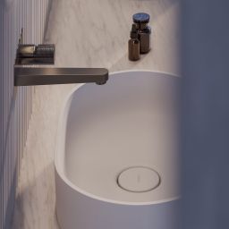 Omnires Ovo M+ umywalka 55x36 cm owalna nablatowa biała OVOUNBM