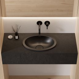 Omnires Shell M+ umywalka podblatowa black lava mat SHELL380UPBLV