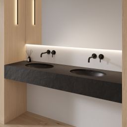 Omnires Shell M+ umywalka 48x31 cm owalna podblatowa black lava mat SHELL480UPBLV