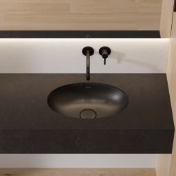Omnires Shell M+ umywalka 48x31 cm owalna podblatowa black lava mat SHELL480UPBLV
