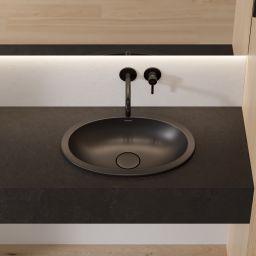 Omnires Shell M+ umywalka 48x31 cm owalna podblatowa black lava mat SHELL480UPBLV