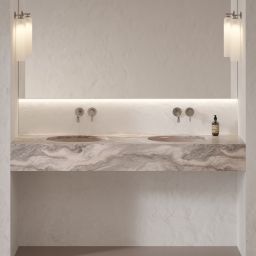 Omnires Shell M+ umywalka 48x31 cm owalna podblatowa dune beige mat SHELL480UPDB