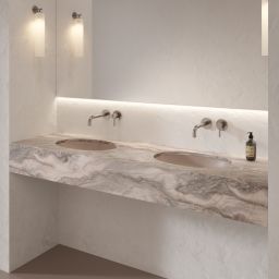 Omnires Shell M+ umywalka 48x31 cm owalna podblatowa dune beige mat SHELL480UPDB