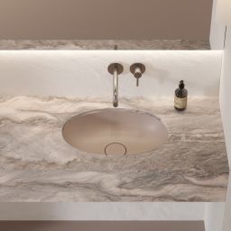 Omnires Shell M+ umywalka 48x31 cm owalna podblatowa dune beige mat SHELL480UPDB