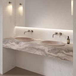 Omnires Shell M+ umywalka 48x31 cm owalna podblatowa dune beige mat SHELL480UPDB