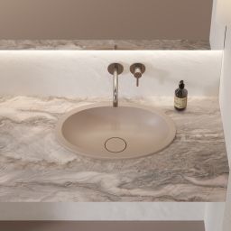 Omnires Shell M+ umywalka 48x31 cm owalna podblatowa dune beige mat SHELL480UPDB