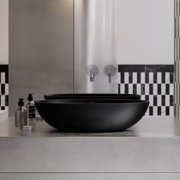 Omnires Shell M+ umywalka 60x35 cm owalna nablatowa czarna SHELLUNBLV