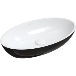 Omnires Siena M+ umywalka 60x35 cm owalna nablatowa biała/czarna SIENALUNBCP