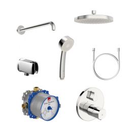 Oras Bluebox zestaw prysznicowy podtynkowy bateria termostatyczna z deszczownicą i kompletem natryskowym chrom 2090