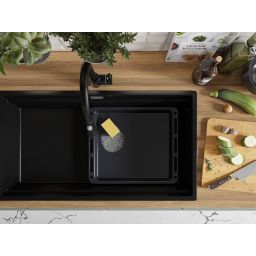 Primagran Praga XXL 90 Level zlewozmywak granitowy 86x47 cm czarny MPNKC-X0#N