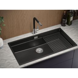 Primagran Praga XXL 90 Level zlewozmywak granitowy 86x47 cm czarny MPNKC-X0#N